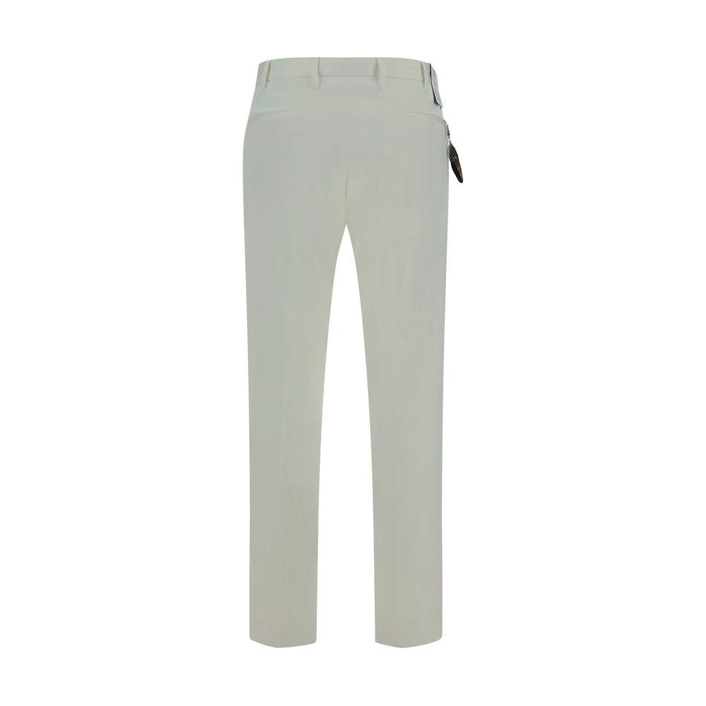 PT Torino White Cotton Casual Trousers