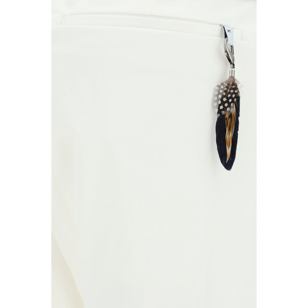 PT Torino White Cotton Casual Trousers
