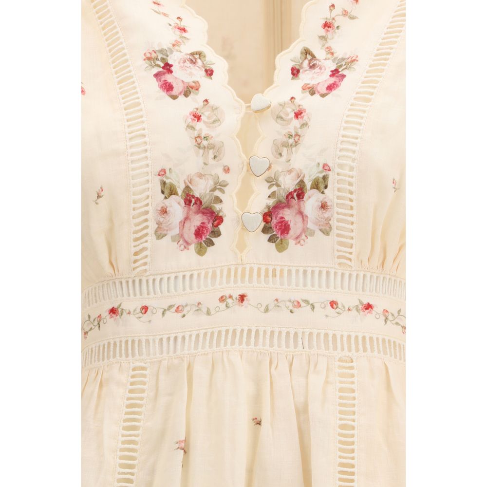 Zimmermann Beige Leinen-Freizeitkleid