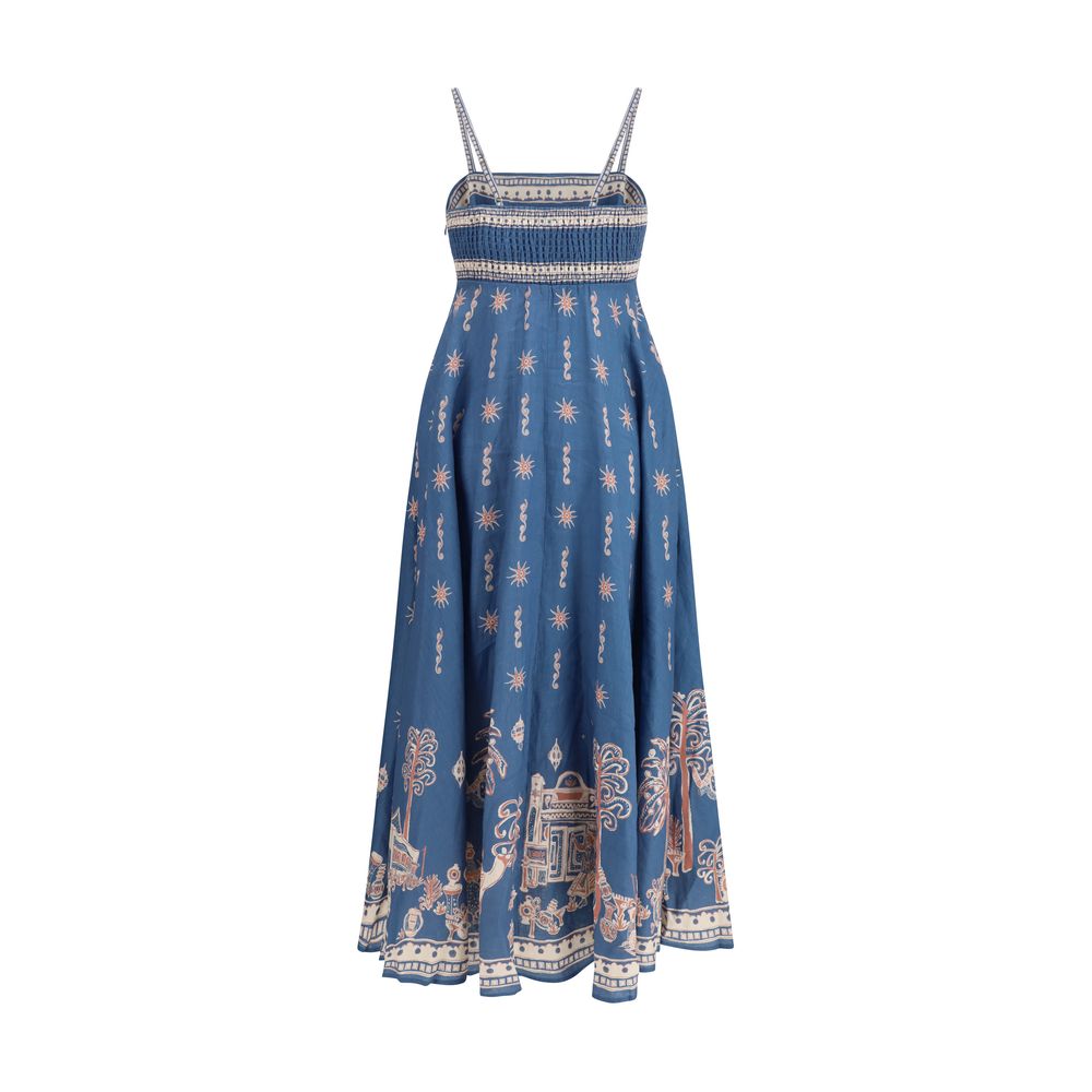 Alemais Blaues Leinen-Freizeitkleid