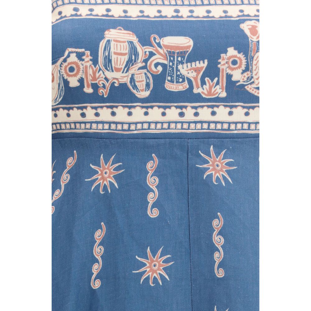 Alemais Blaues Leinen-Freizeitkleid