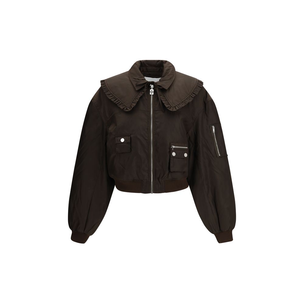 Ganni Two-Tone Polyamide Bomber Jacket