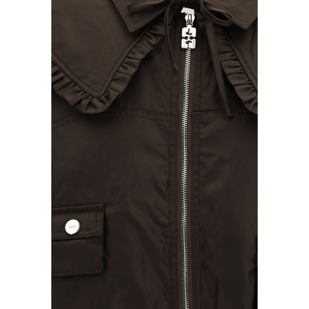 Ganni Two-Tone Polyamide Bomber Jacket