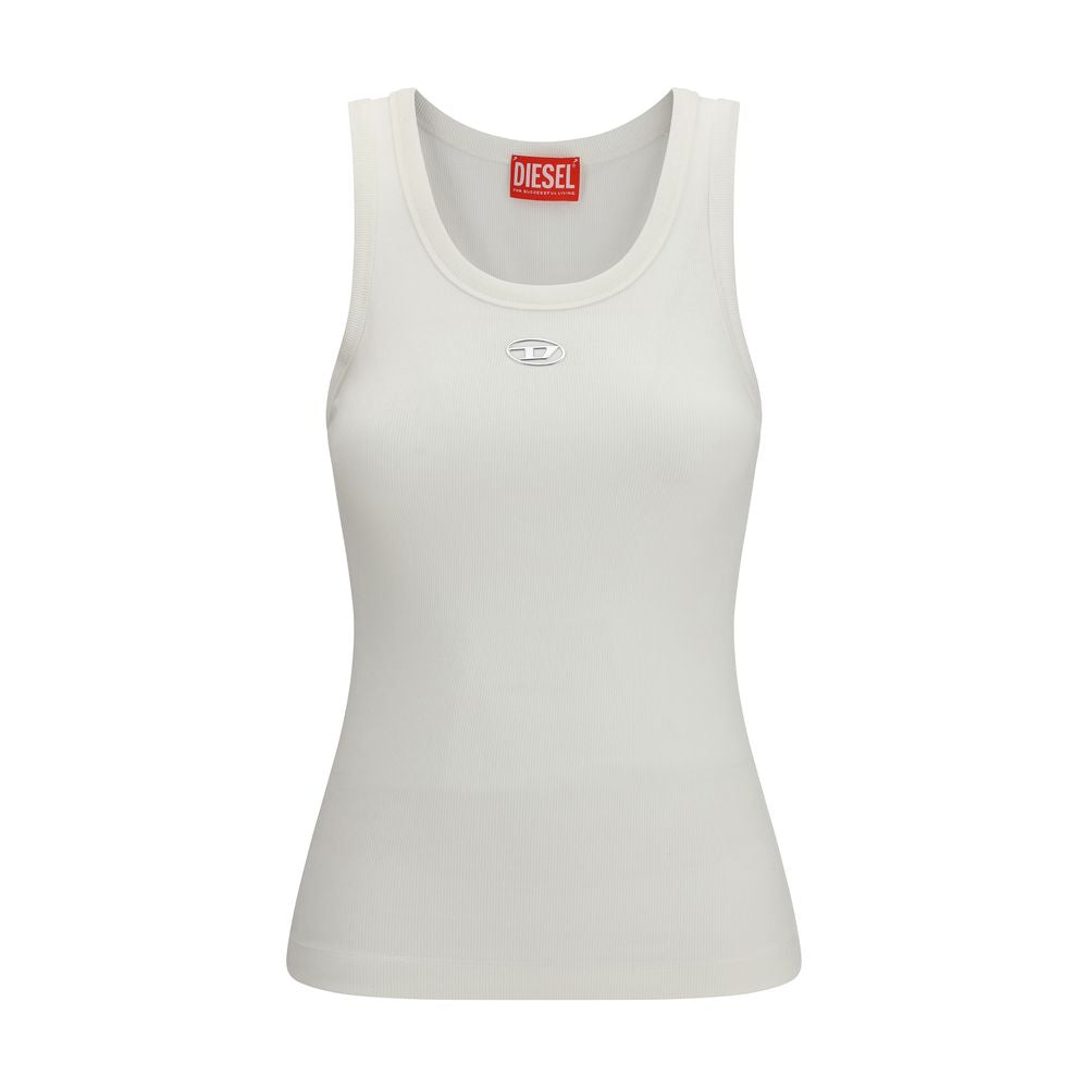 Diesel Weißes ärmelloses Baumwoll-T-Shirt