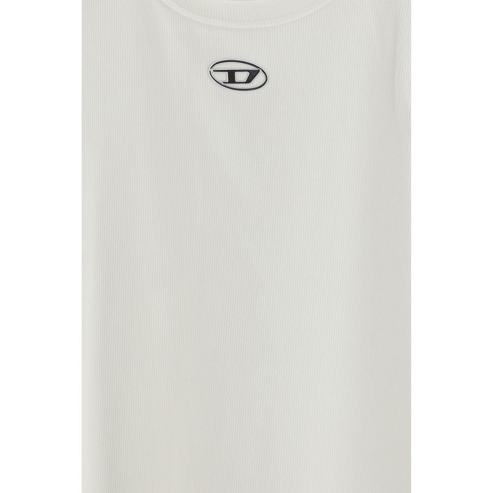 Diesel Weißes ärmelloses Baumwoll-T-Shirt