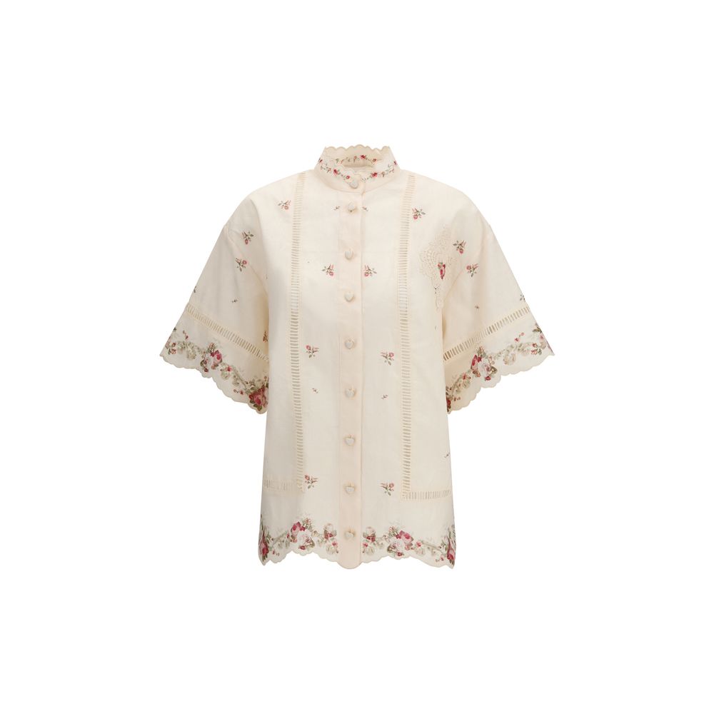 Zimmermann Beige Linen Patterned Shirt