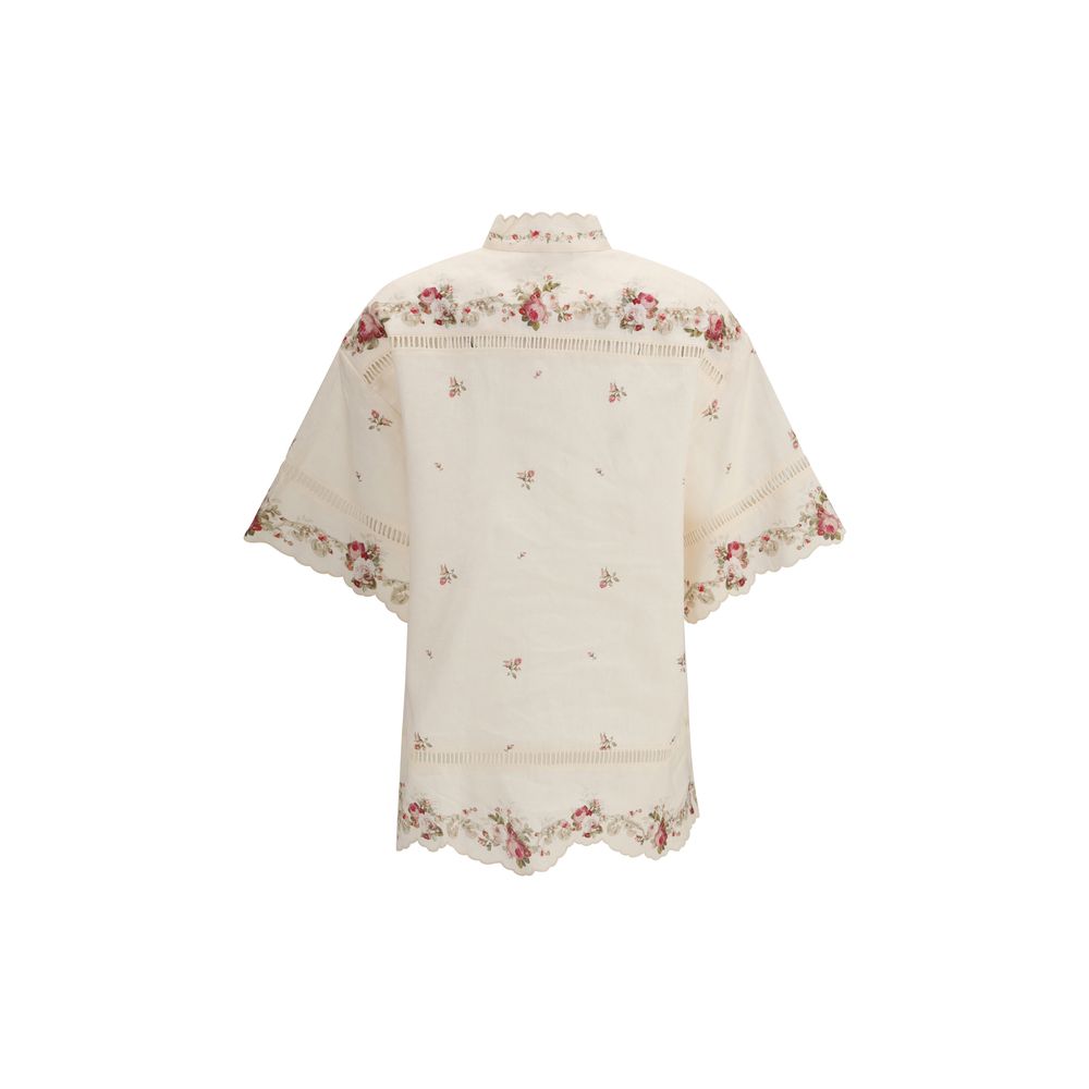 Zimmermann Beige Linen Patterned Shirt