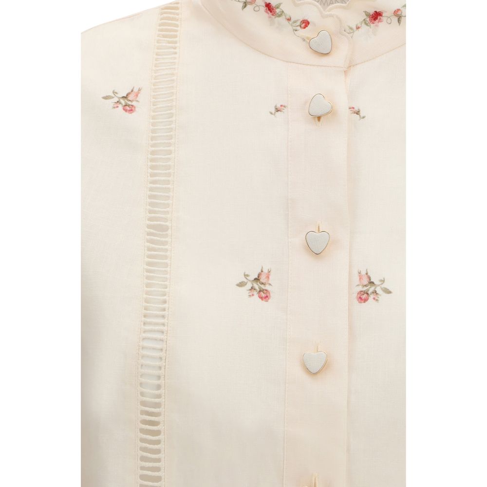 Zimmermann Beige Linen Patterned Shirt