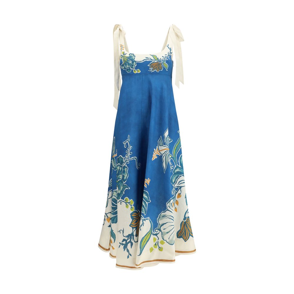 Alemais Blaues Leinen-Freizeitkleid