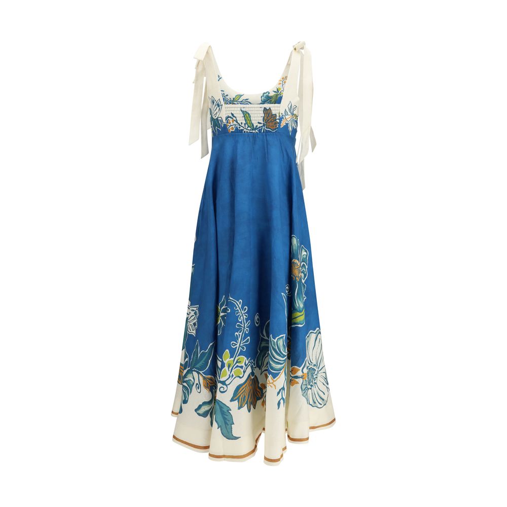 Alemais Blaues Leinen-Freizeitkleid