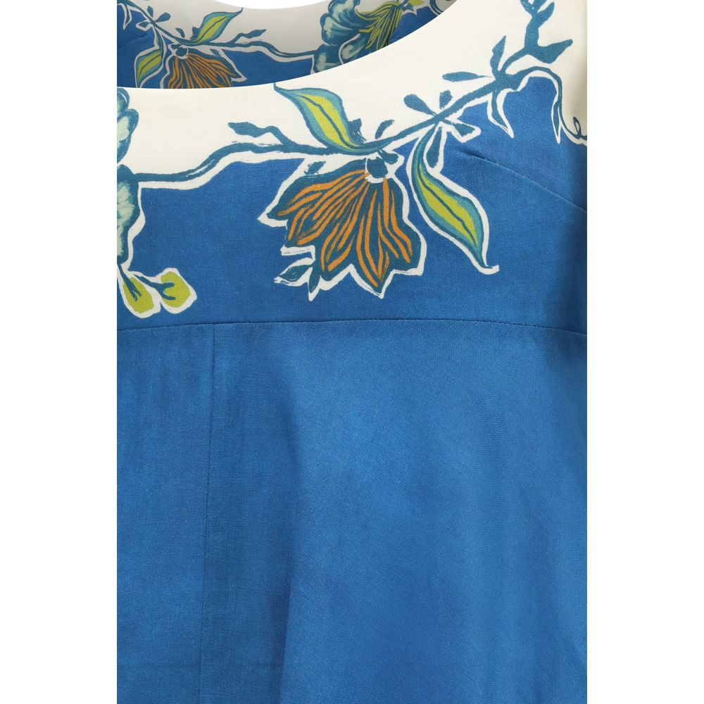 Alemais Blaues Leinen-Freizeitkleid