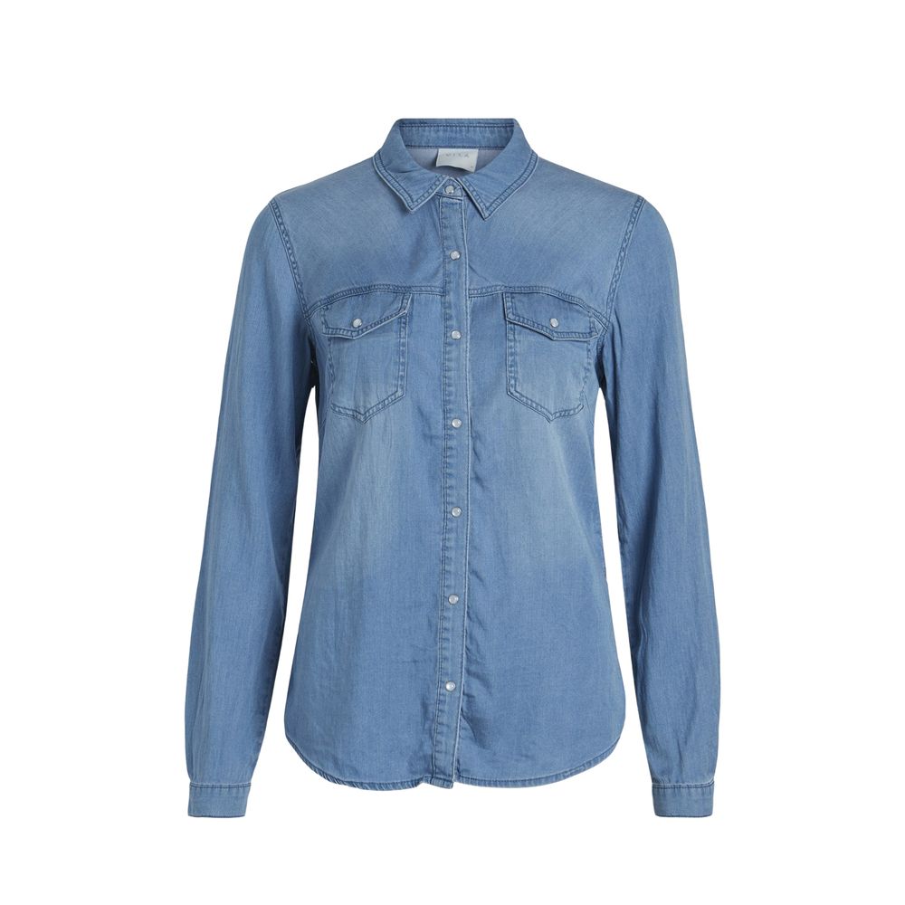 Vila Clothes Hellblaue Baumwollbluse