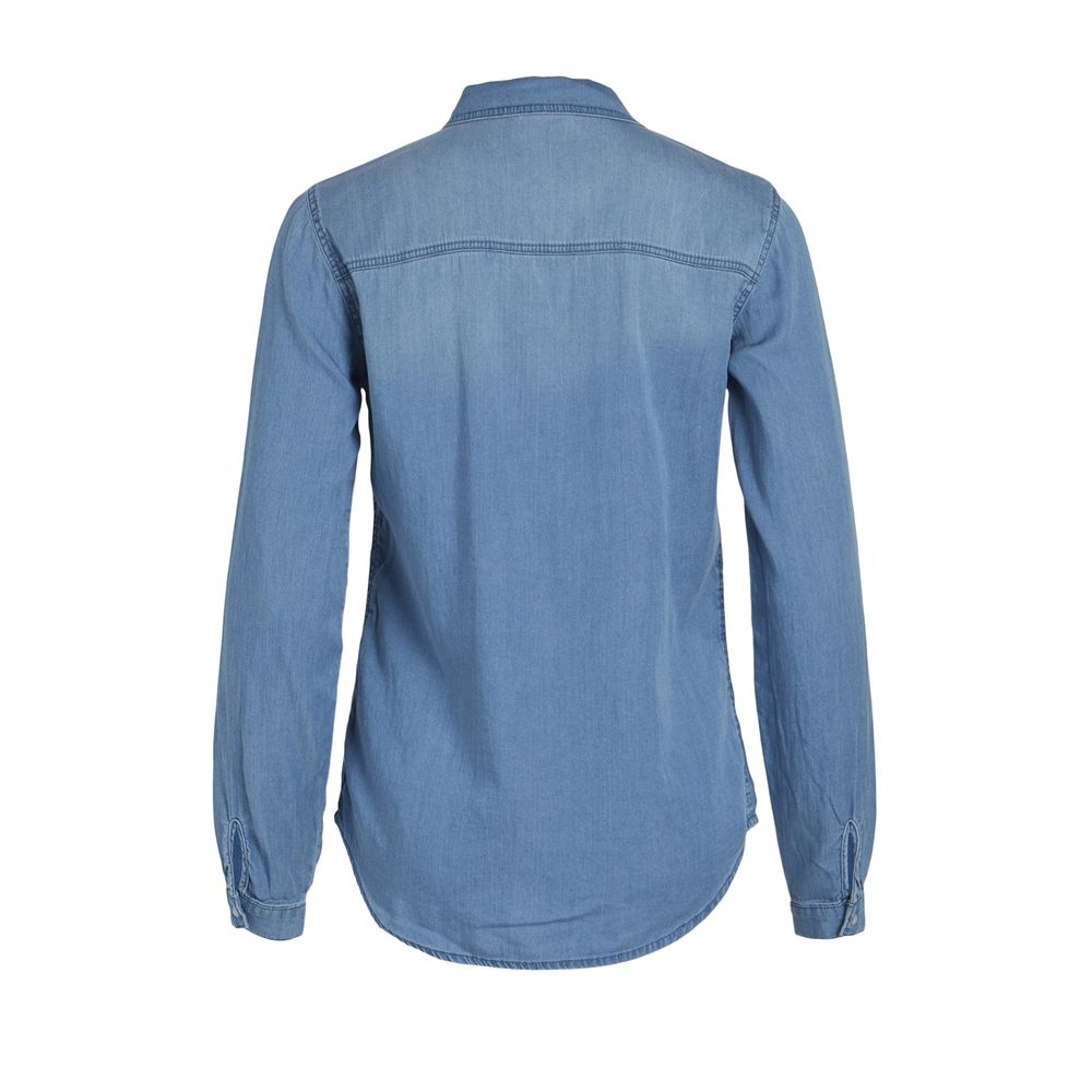Vila Clothes Hellblaue Baumwollbluse