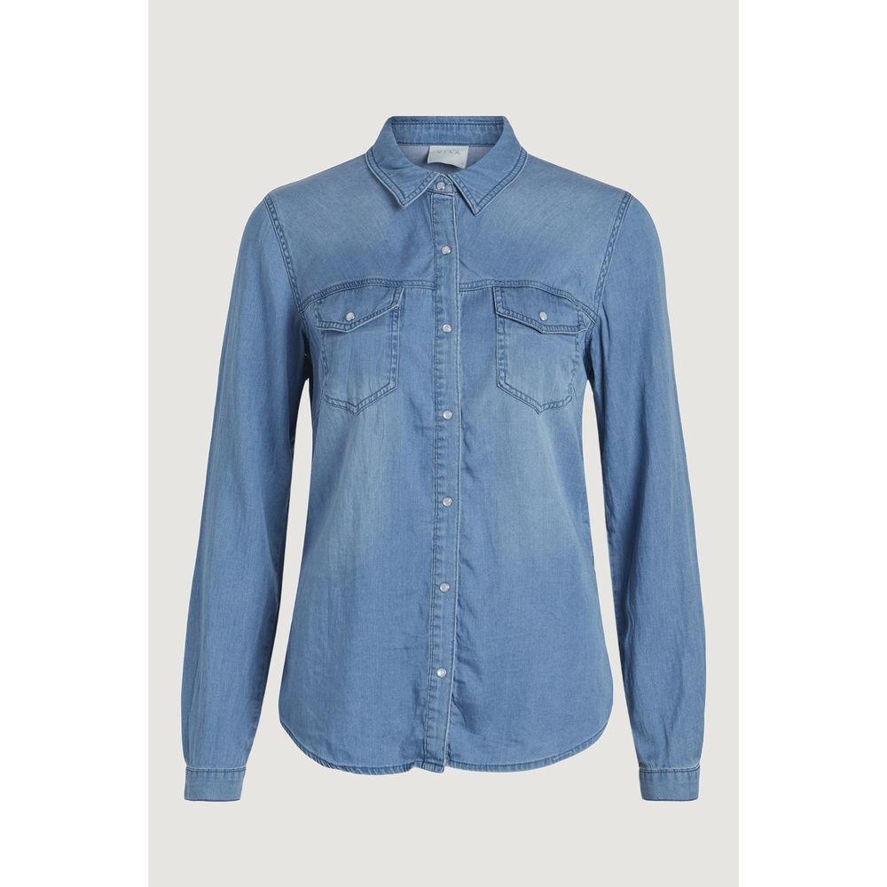 Vila Clothes Hellblaue Baumwollbluse