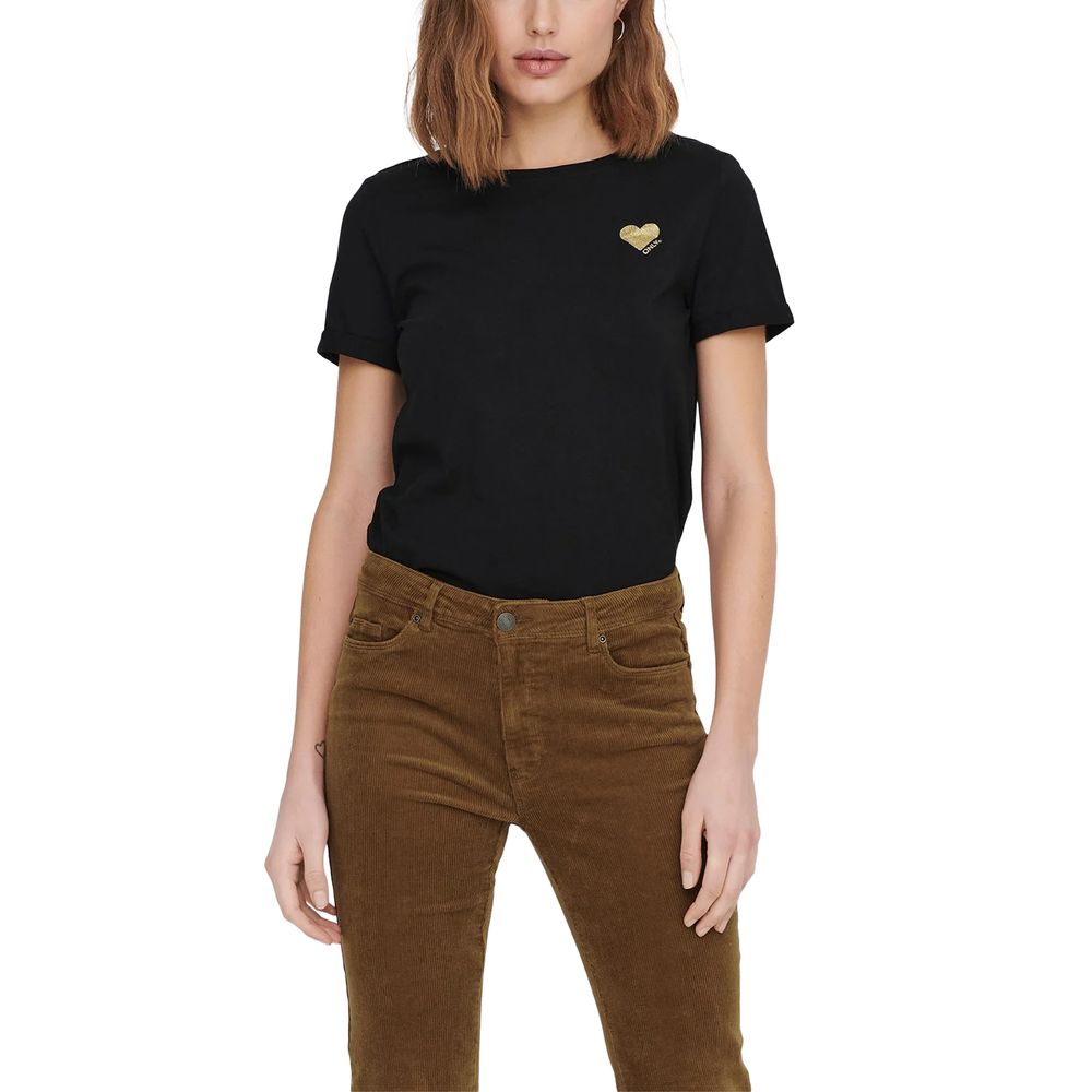 Only Schwarzes Baumwoll-T-Shirt