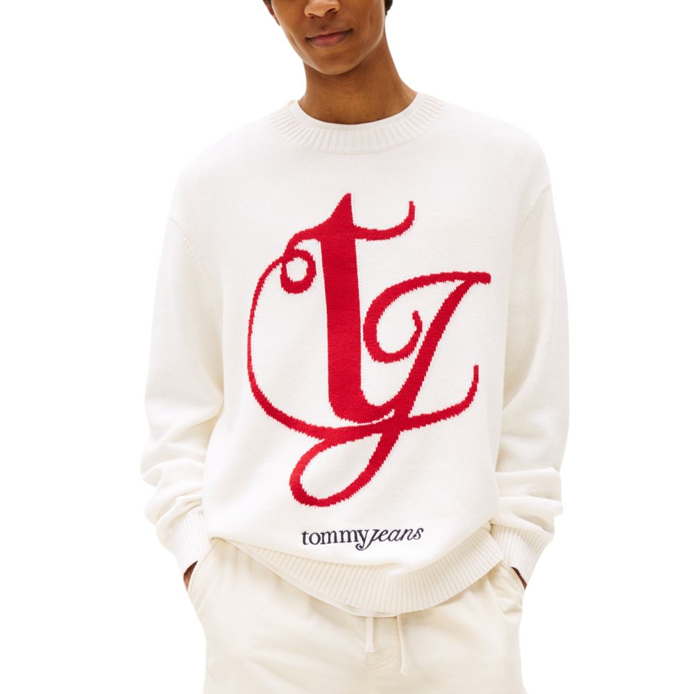 Tommy Hilfiger Jeans Cremefarbener Pullover aus recycelter Baumwolle