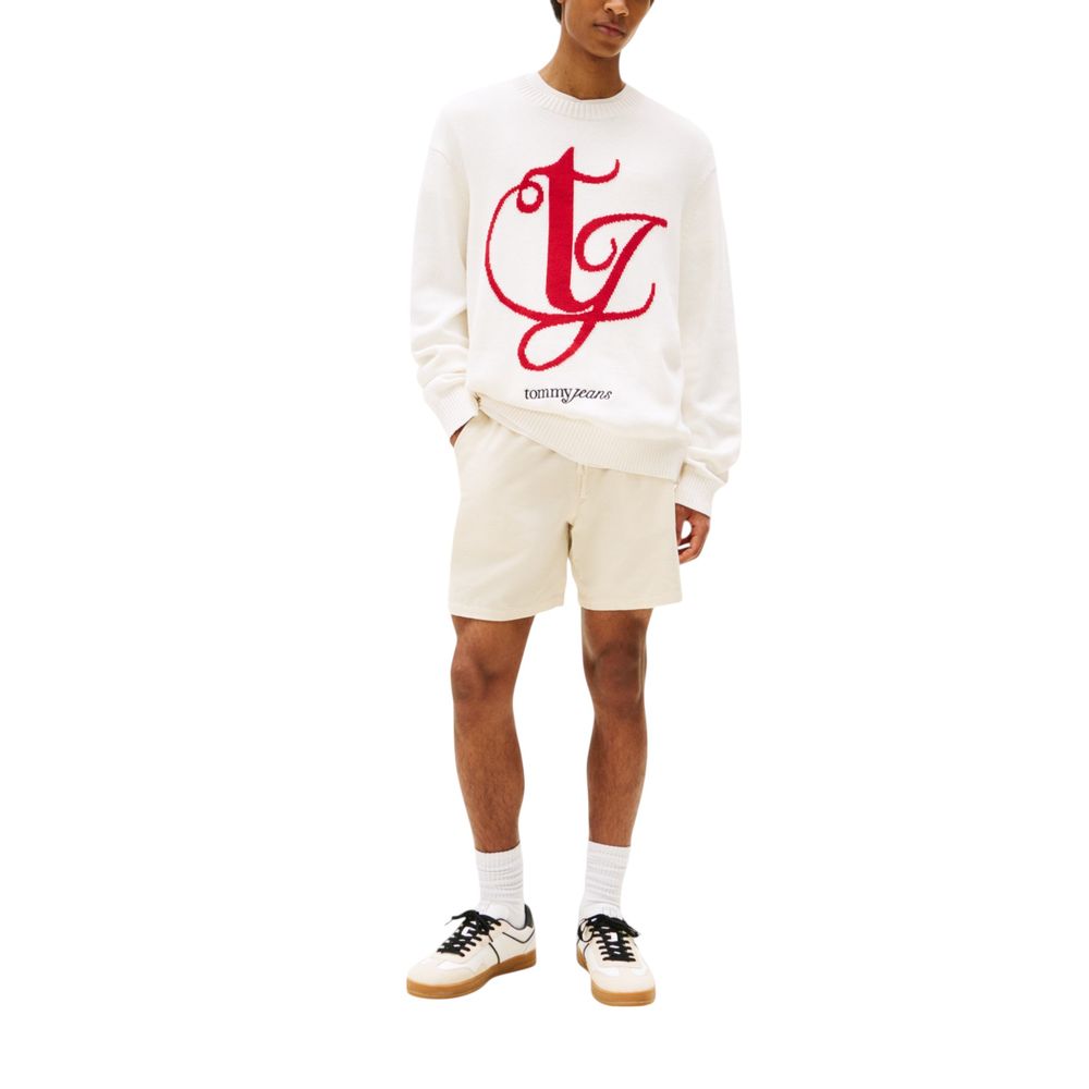 Tommy Hilfiger Jeans Cremefarbener Pullover aus recycelter Baumwolle