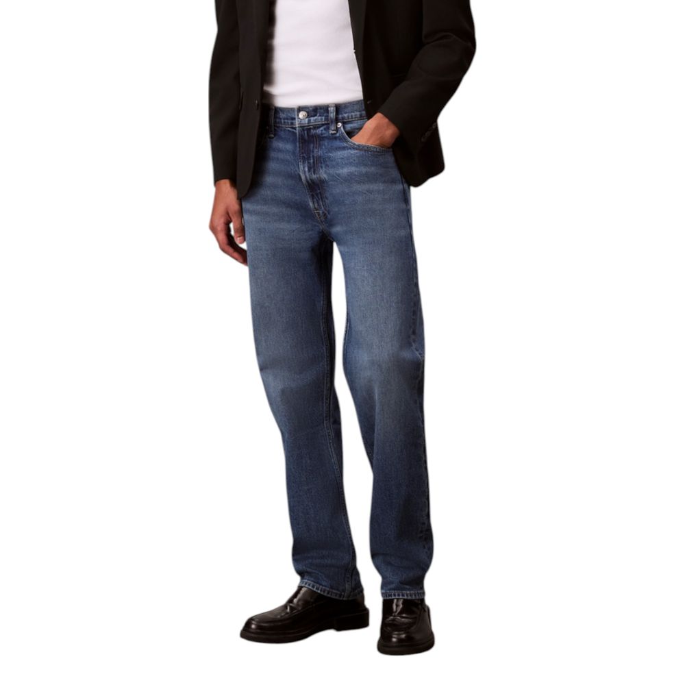 Calvin Klein Jeans Men's Relaxed Fit Blue Cotton Jeans