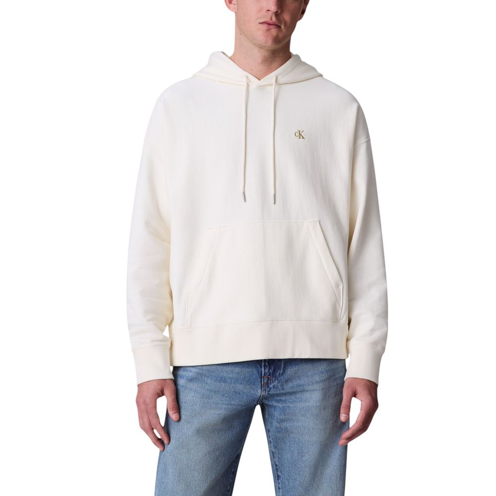 Calvin Klein Jeans Weiße Baumwollkapuzenpullover