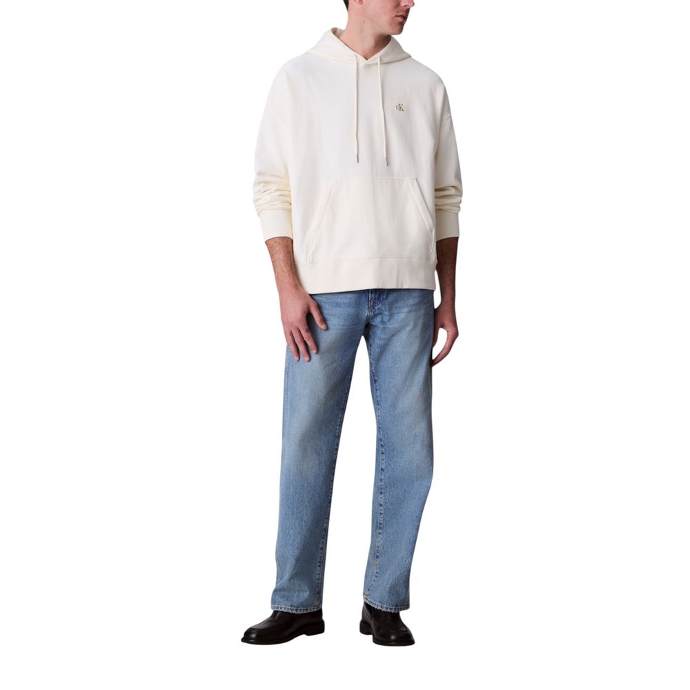Calvin Klein Jeans Weiße Baumwollkapuzenpullover