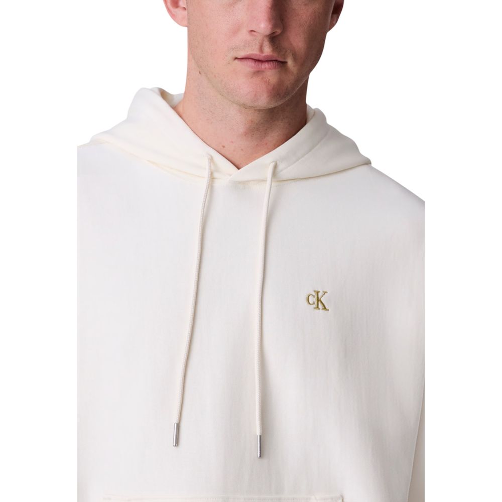 Calvin Klein Jeans Weiße Baumwollkapuzenpullover