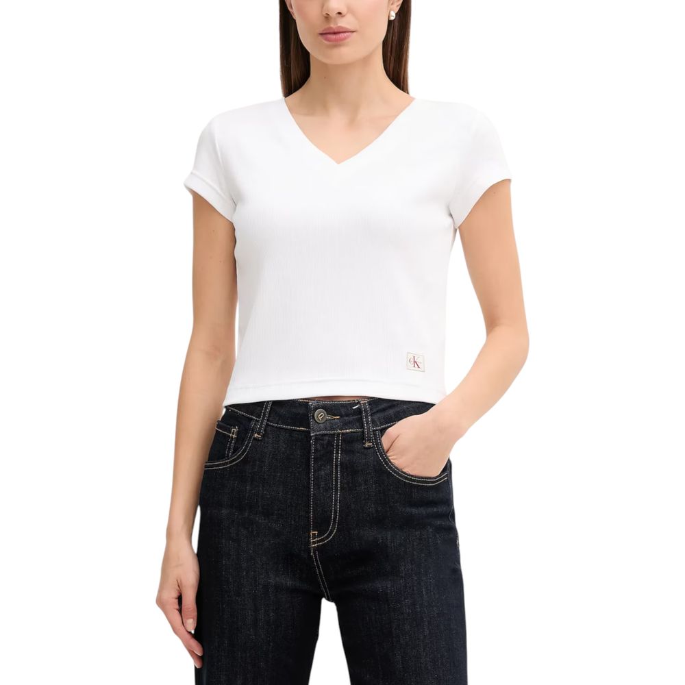Calvin Klein Jeans Weißes Baumwoll-T-Shirt