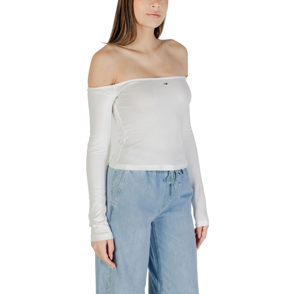 Tommy Hilfiger Jeans Ecru Recycled Cotton Long Sleeve T-Shirt