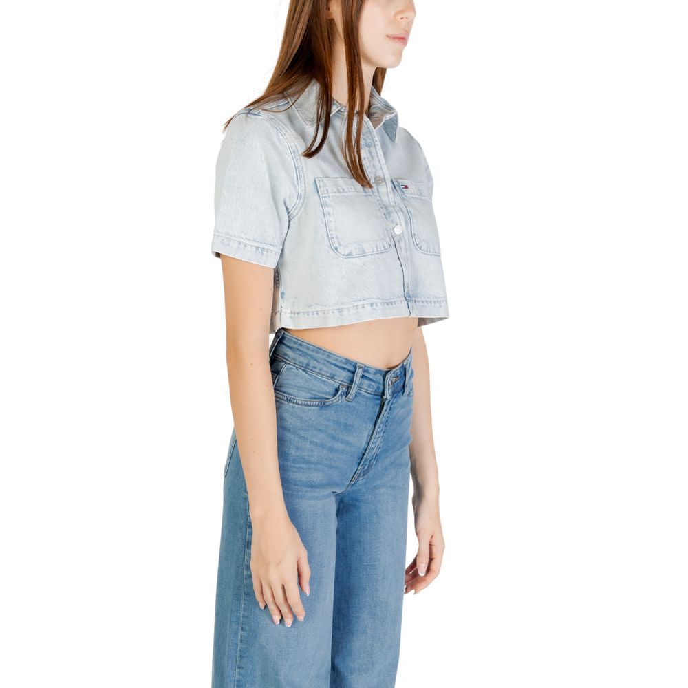 Tommy Hilfiger Jeans Hellblaues Kurzarmhemd aus recycelter Baumwolle