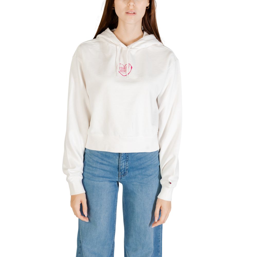 Tommy Hilfiger Jeans Cremefarbene Kapuzenpullover aus recycelter Baumwolle