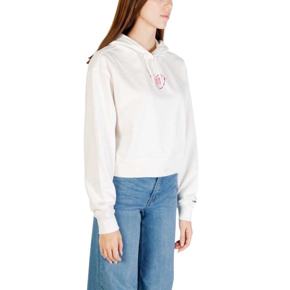 Tommy Hilfiger Jeans Cremefarbene Kapuzenpullover aus recycelter Baumwolle