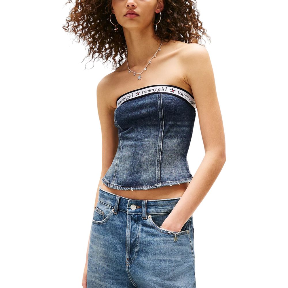 Tommy Hilfiger Jeans Blaues Top aus recycelter Baumwolle