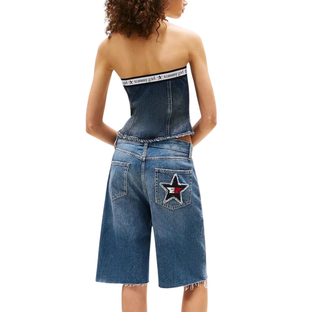 Tommy Hilfiger Jeans Blaues Top aus recycelter Baumwolle