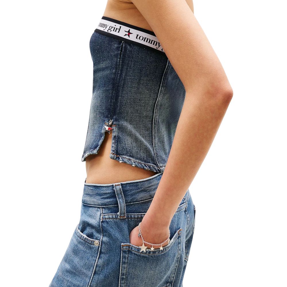 Tommy Hilfiger Jeans Blaues Top aus recycelter Baumwolle