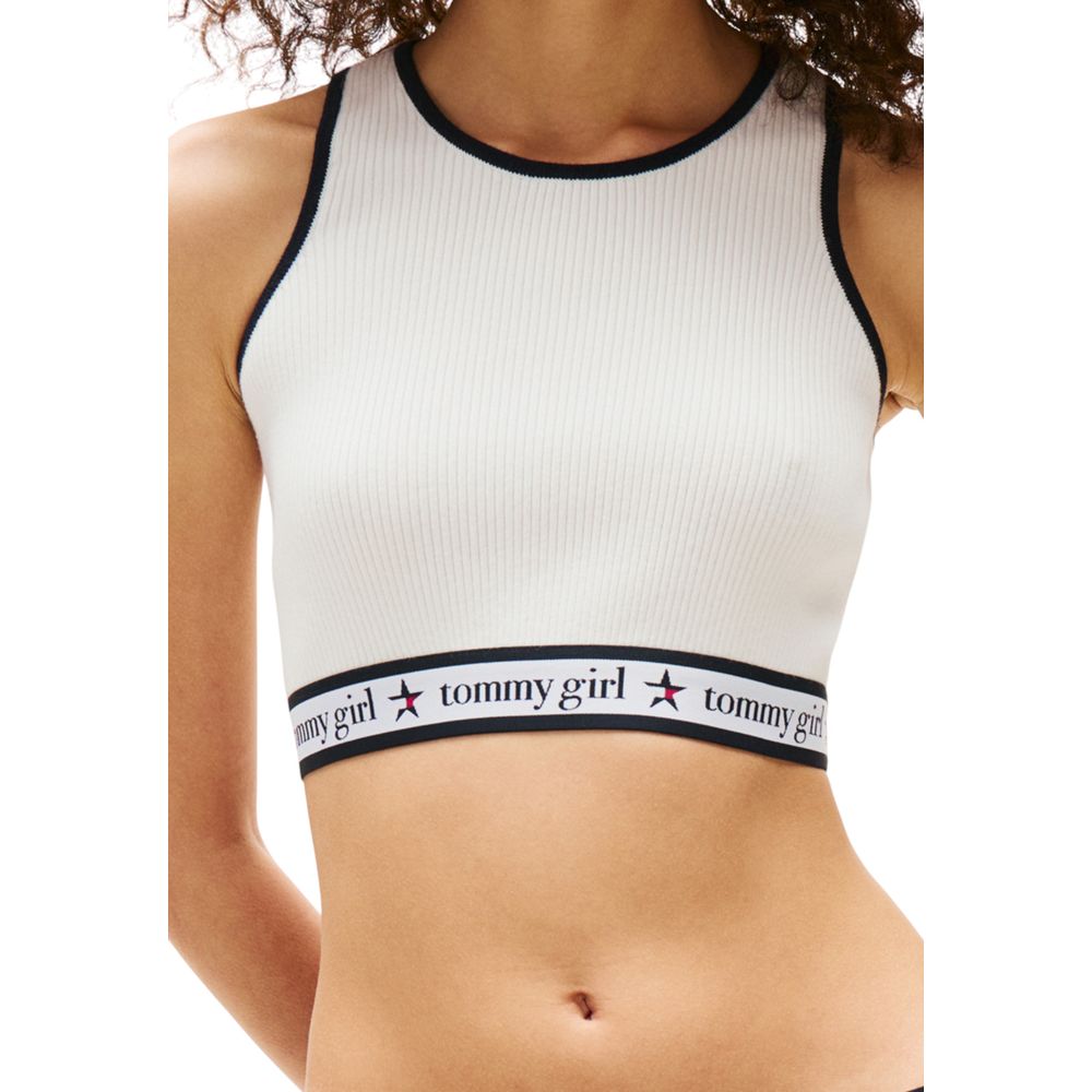 Tommy Hilfiger Jeans Cremefarbenes Oberteil aus Bio-Baumwolle