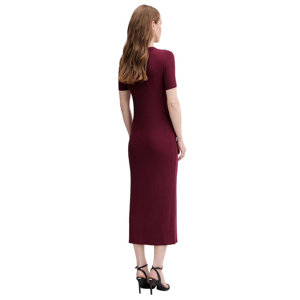 Calvin Klein Jeans Langes Kleid aus Modal in Bordeaux