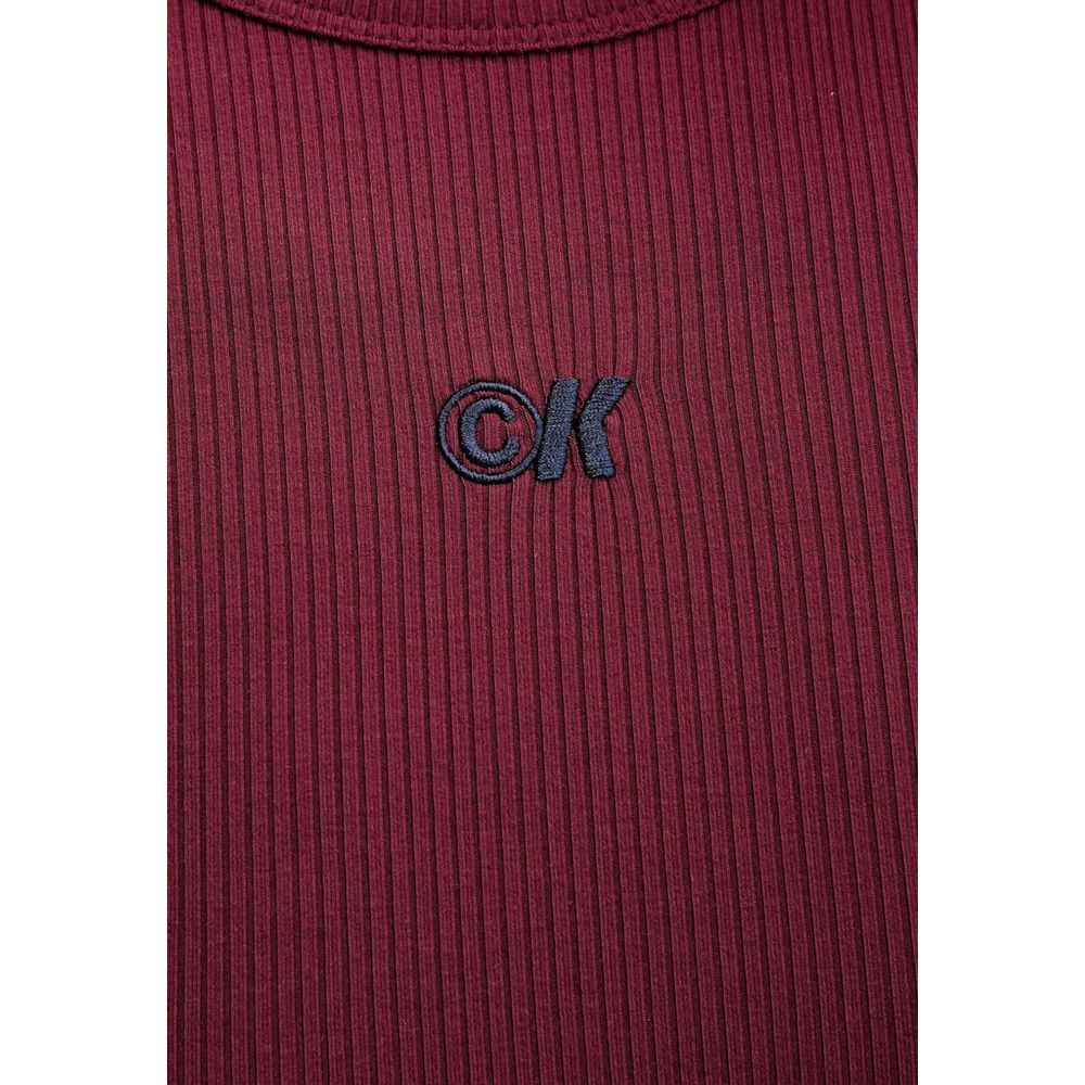 Calvin Klein Jeans Langes Kleid aus Modal in Bordeaux