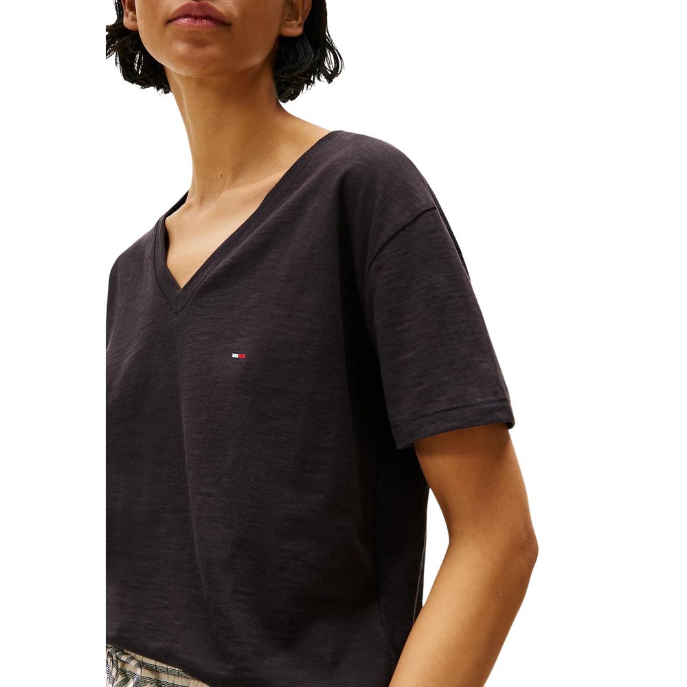 Tommy Hilfiger Schwarzes Bio-Baumwoll-T-Shirt