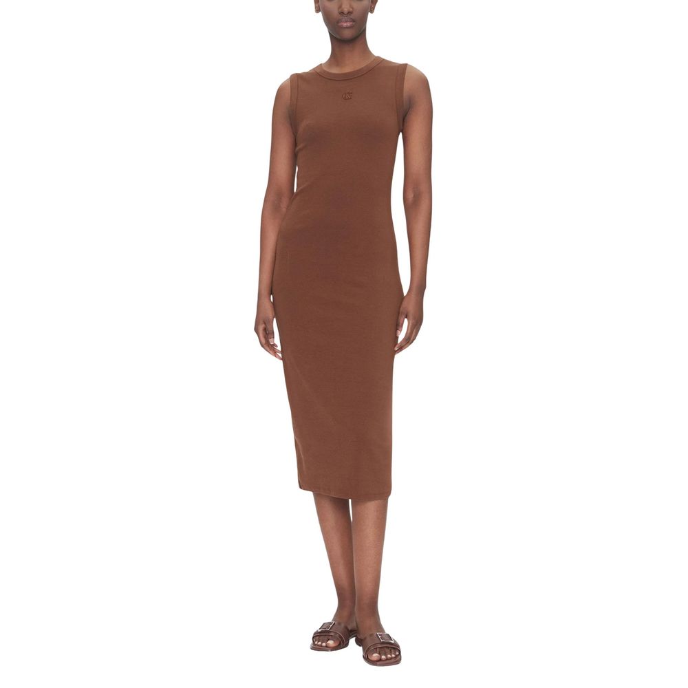 Calvin Klein Jeans Braunes Baumwoll-Maxikleid