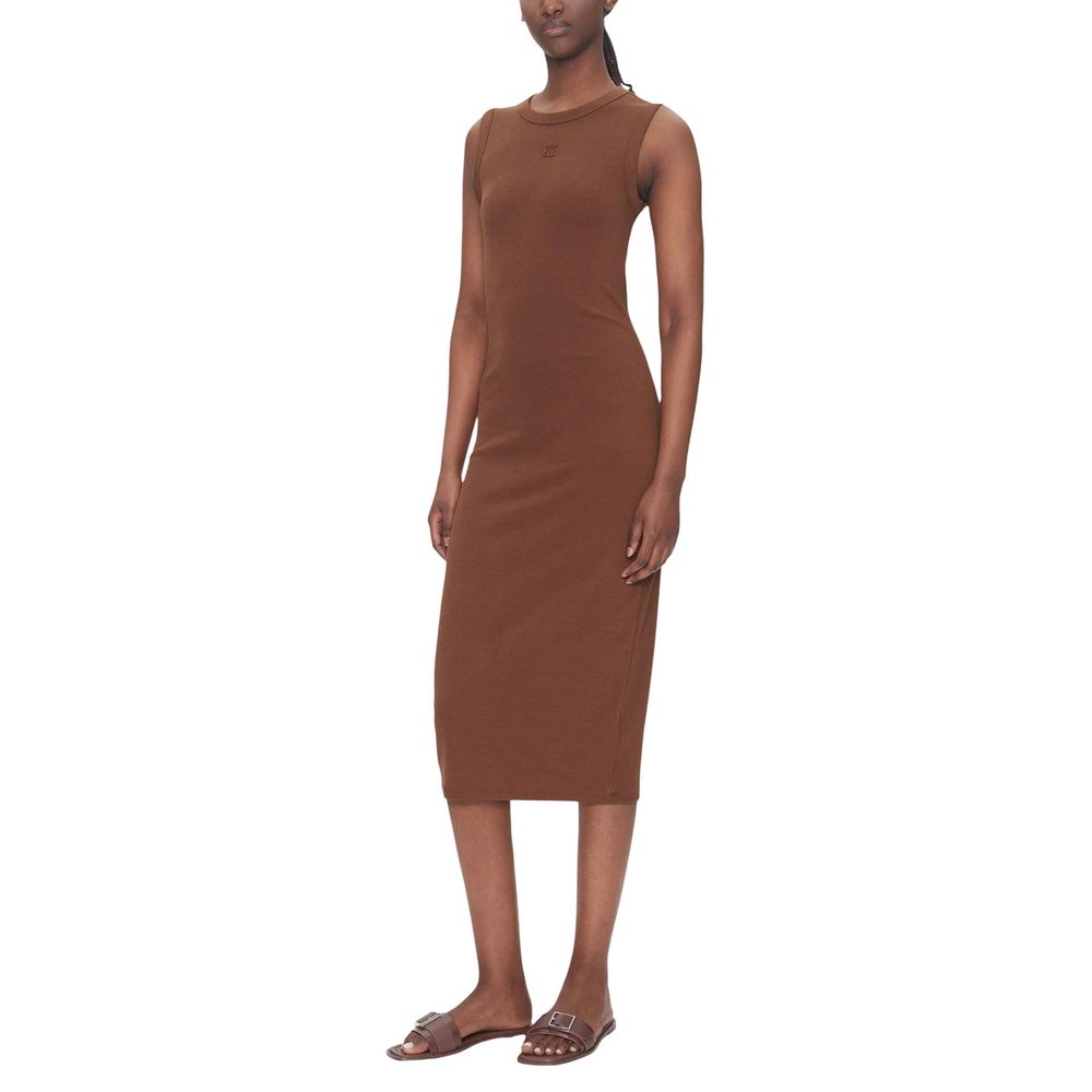 Calvin Klein Jeans Braunes Baumwoll-Maxikleid