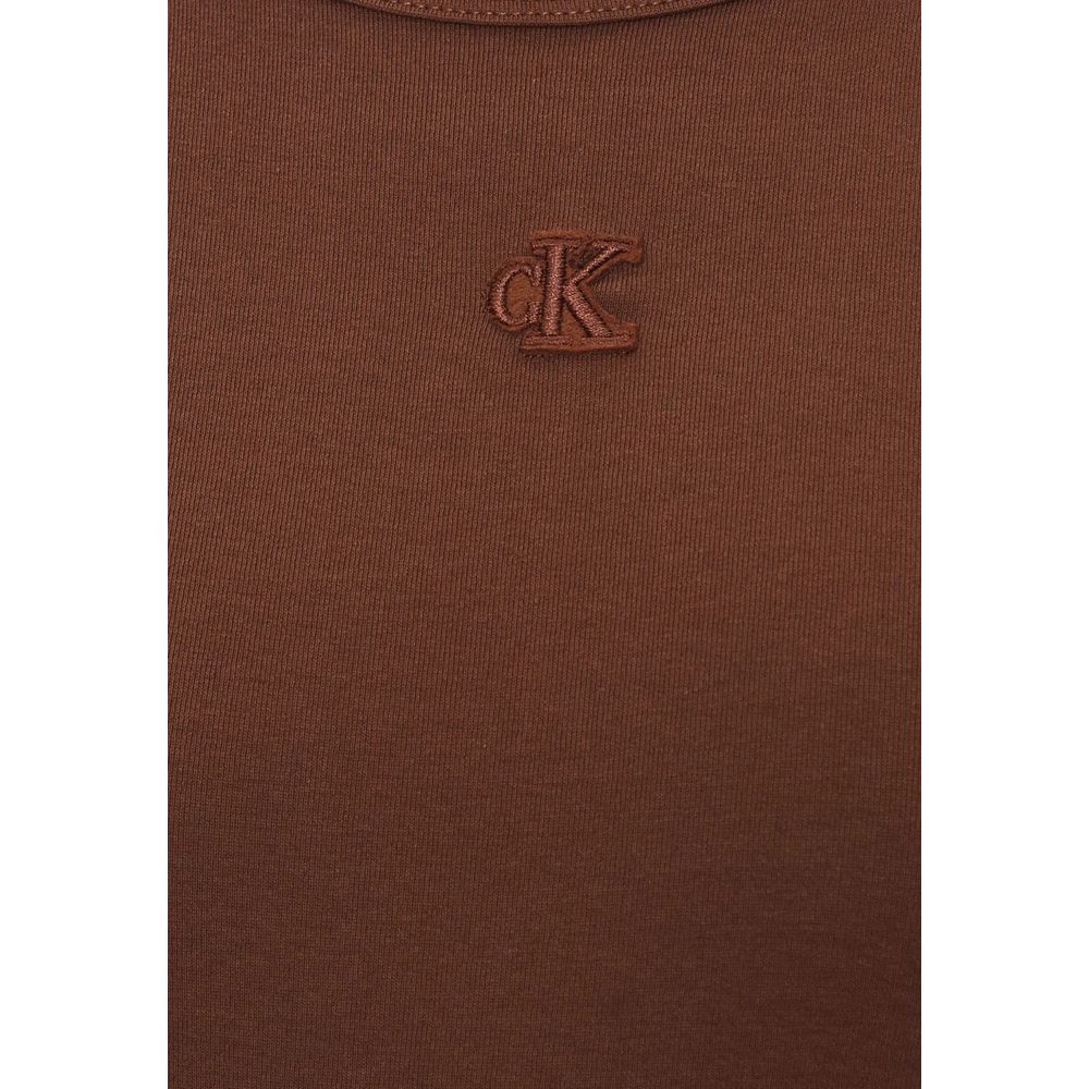 Calvin Klein Jeans Braunes Baumwoll-Maxikleid
