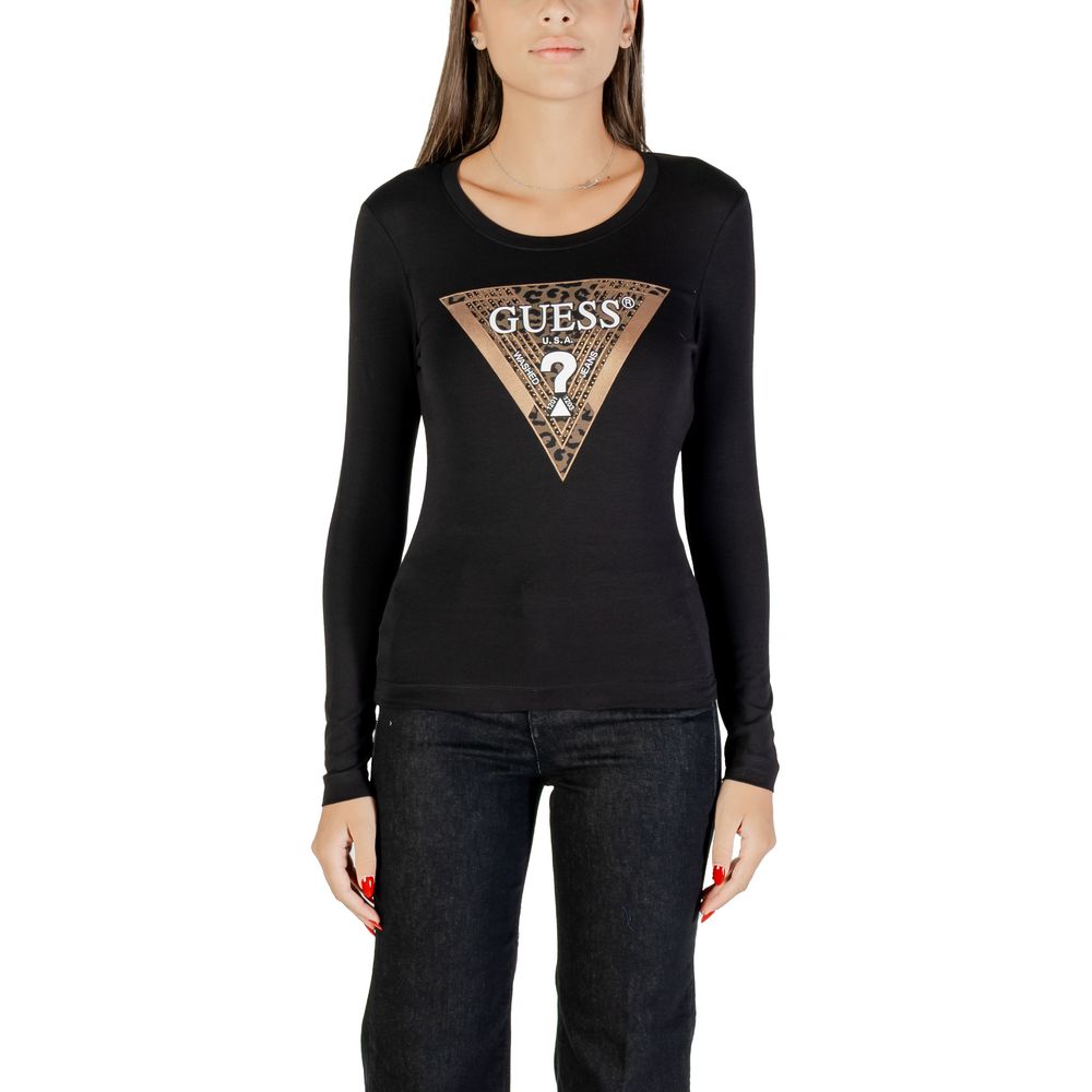 Guess Schwarzes Baumwoll-Langarm-T-Shirt