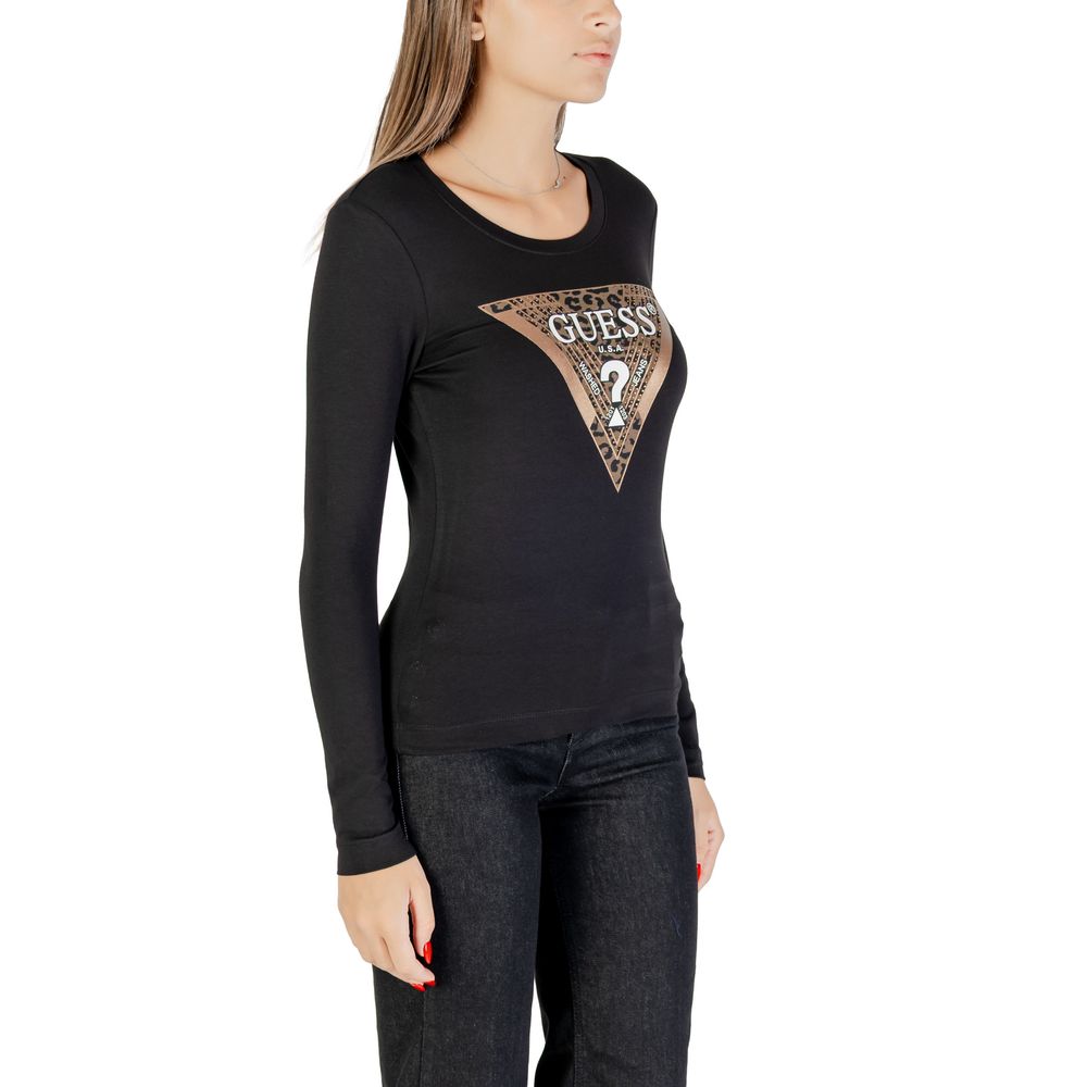 Guess Schwarzes Baumwoll-Langarm-T-Shirt