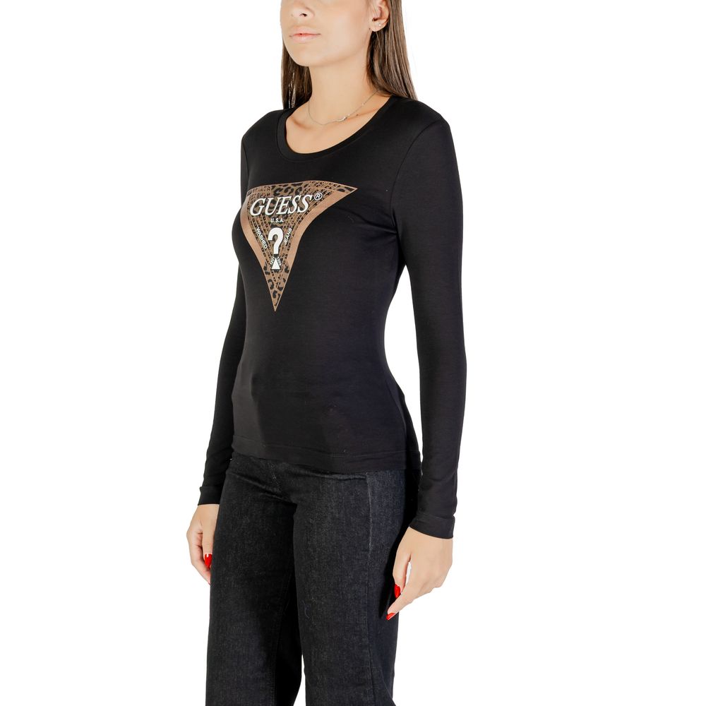 Guess Schwarzes Baumwoll-Langarm-T-Shirt