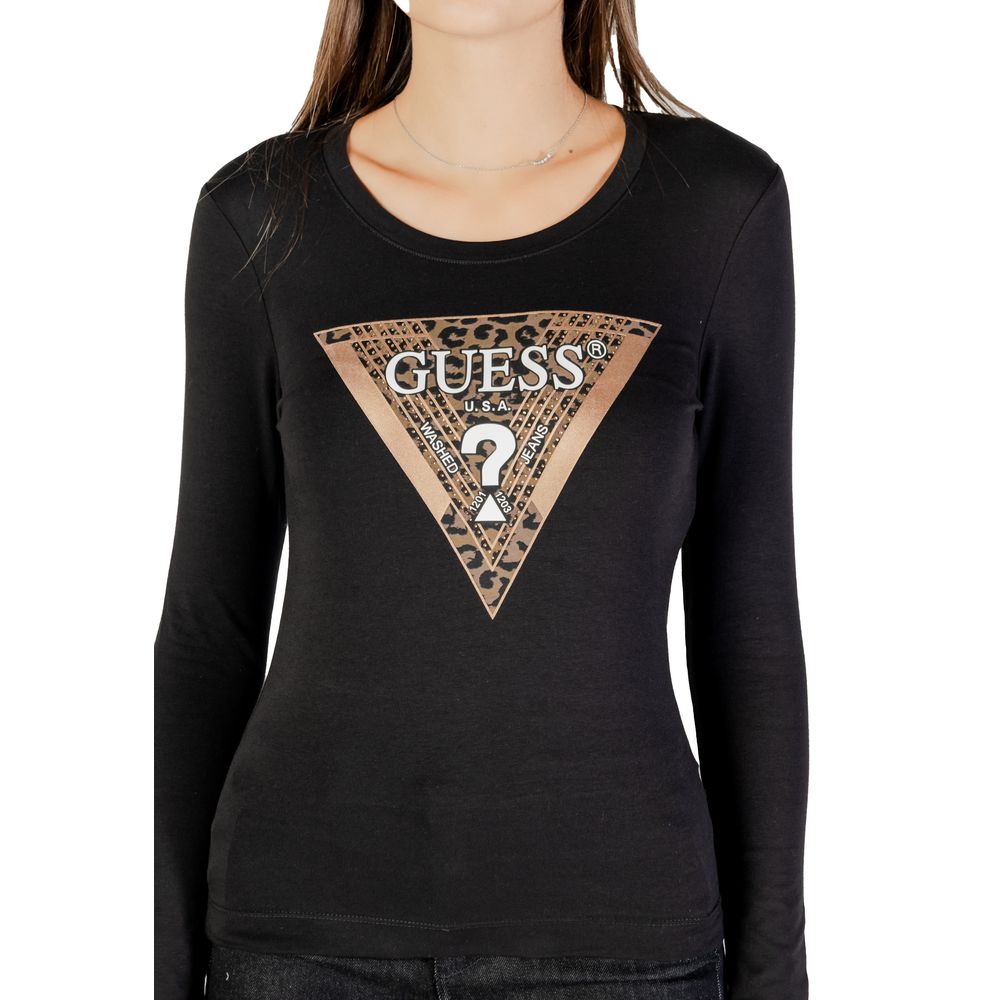 Guess Schwarzes Baumwoll-Langarm-T-Shirt