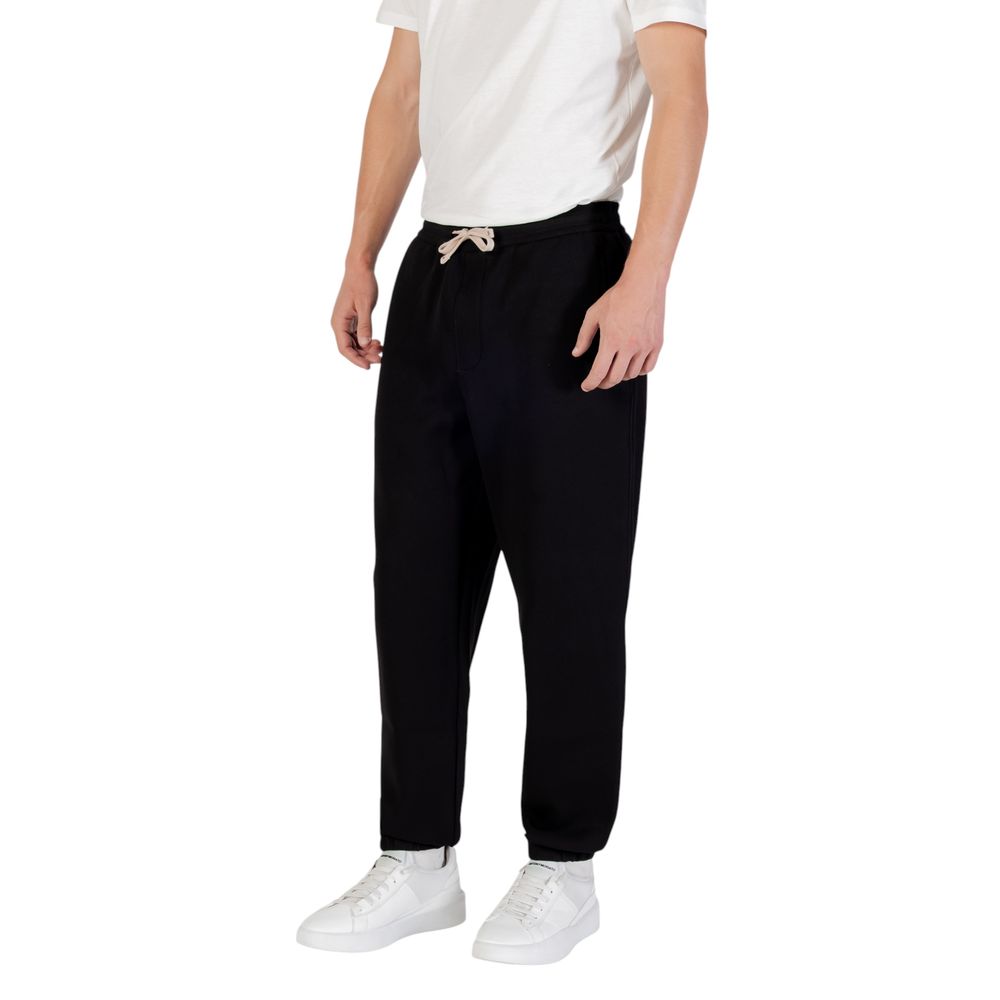Armani Exchange Black Cotton Joggers (Sports Trousers)