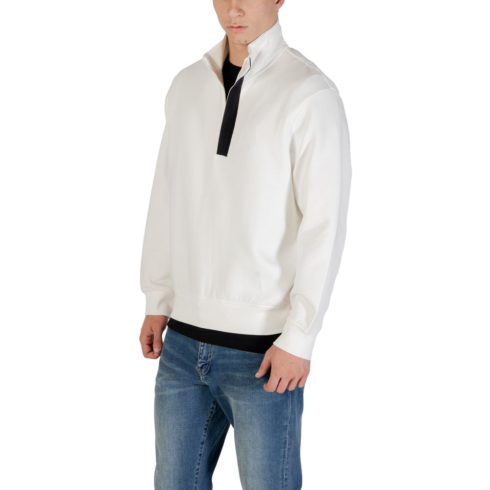 Armani Exchange Sweatshirt aus Baumwolle in Cremefarben
