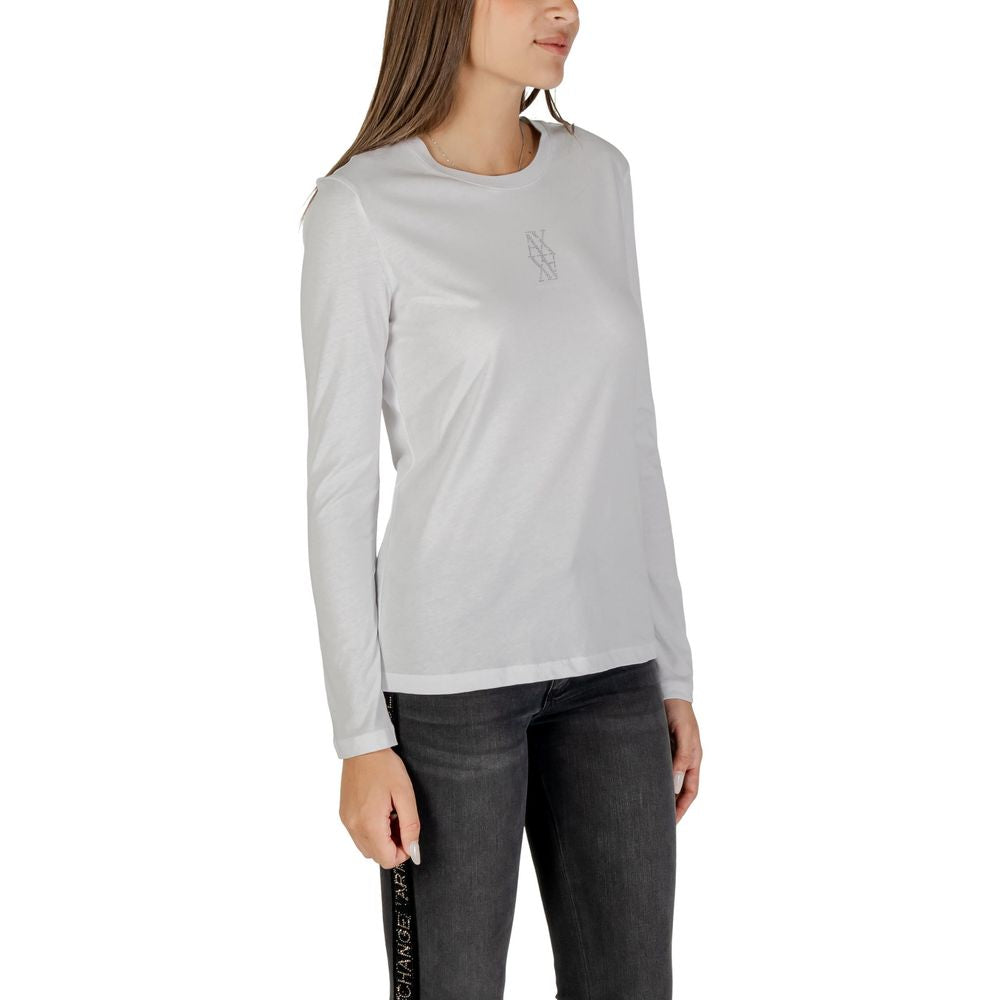 Armani Exchange Weißes Langarm-T-Shirt aus Baumwolle