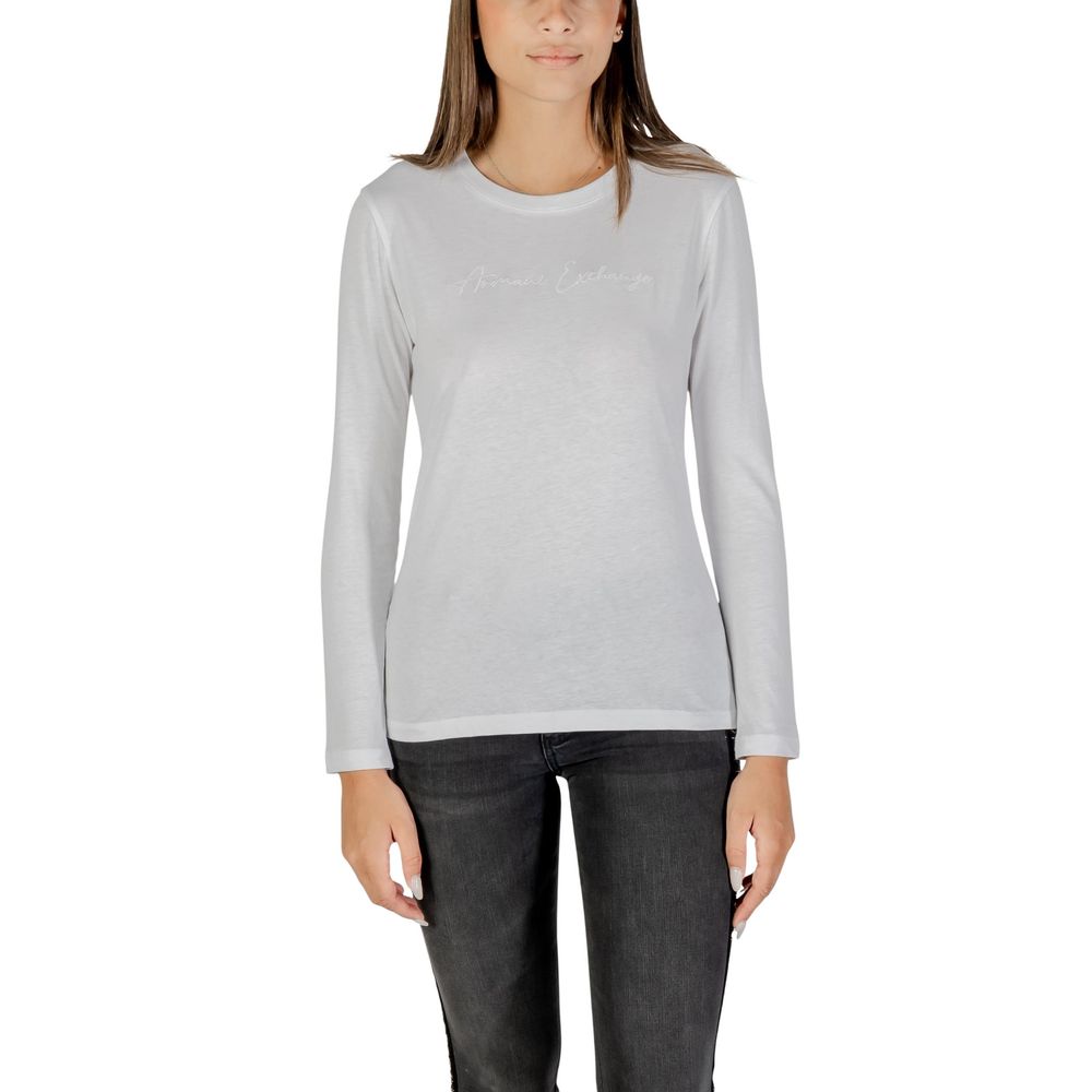 Armani Exchange Weißes Langarm-T-Shirt aus Baumwolle