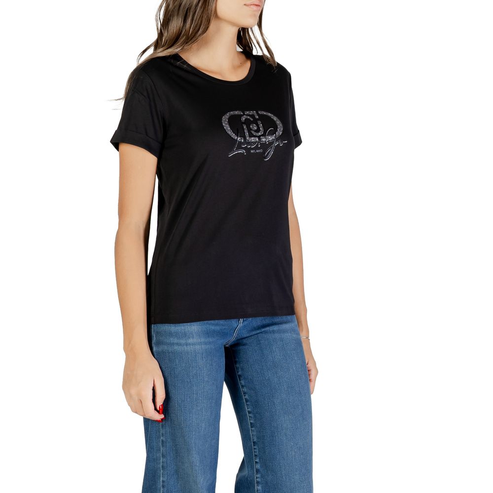 Liu Jo Schwarzes Baumwoll-T-Shirt
