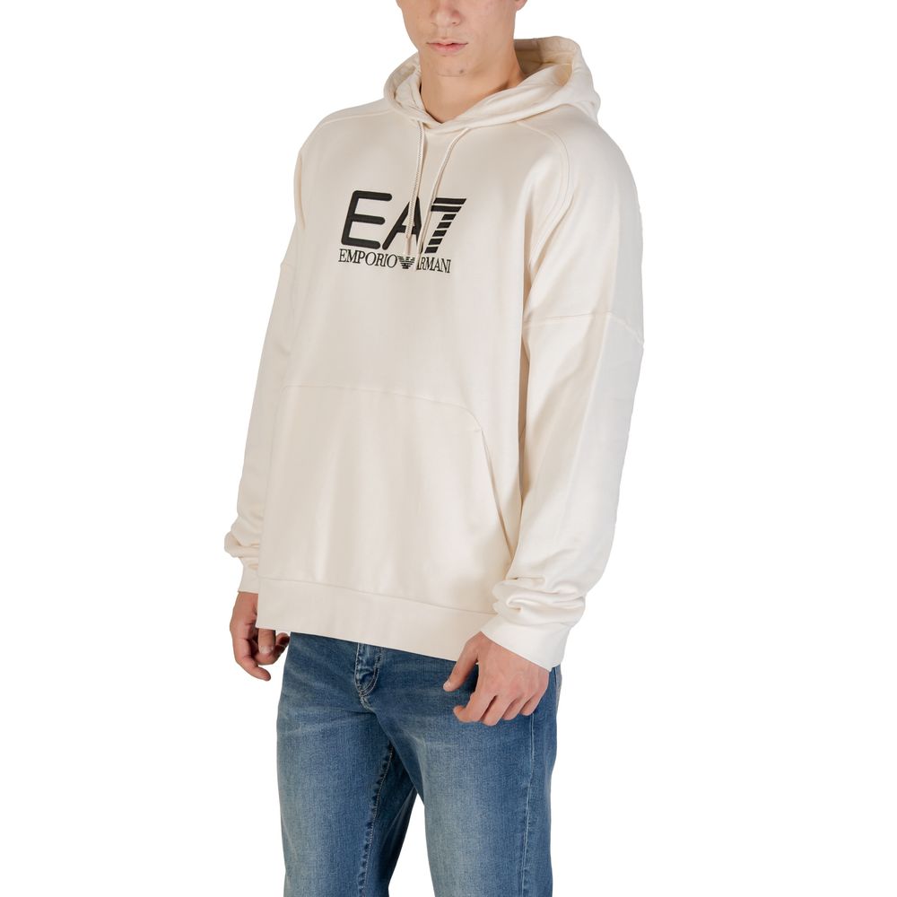 EA7 Emporio Armani Schwarz-weiße Baumwoll-Kapuzenpullover